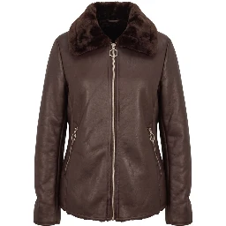 Brown Polyester Women Jacket