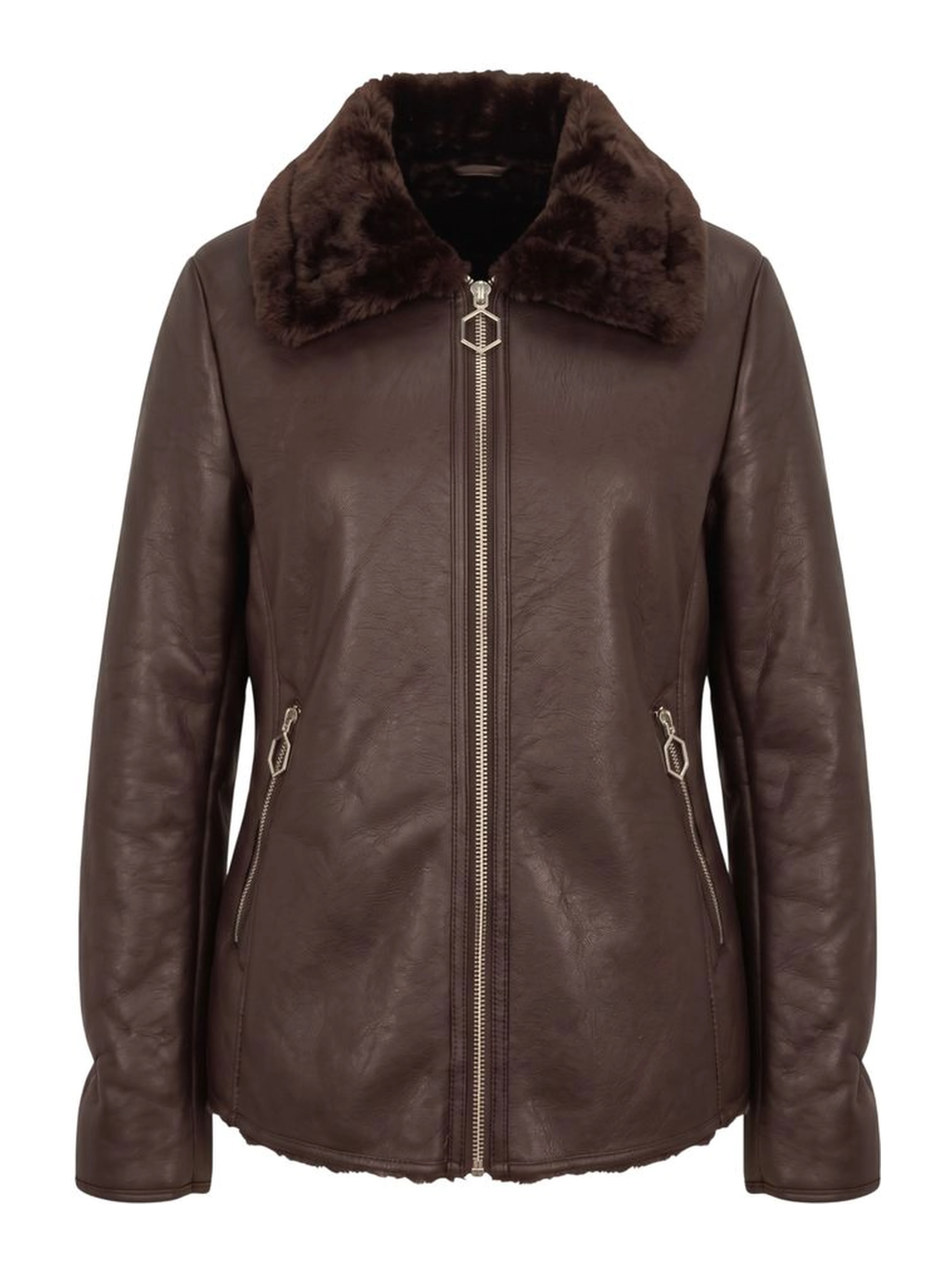 Brown Polyester Women Jacket
