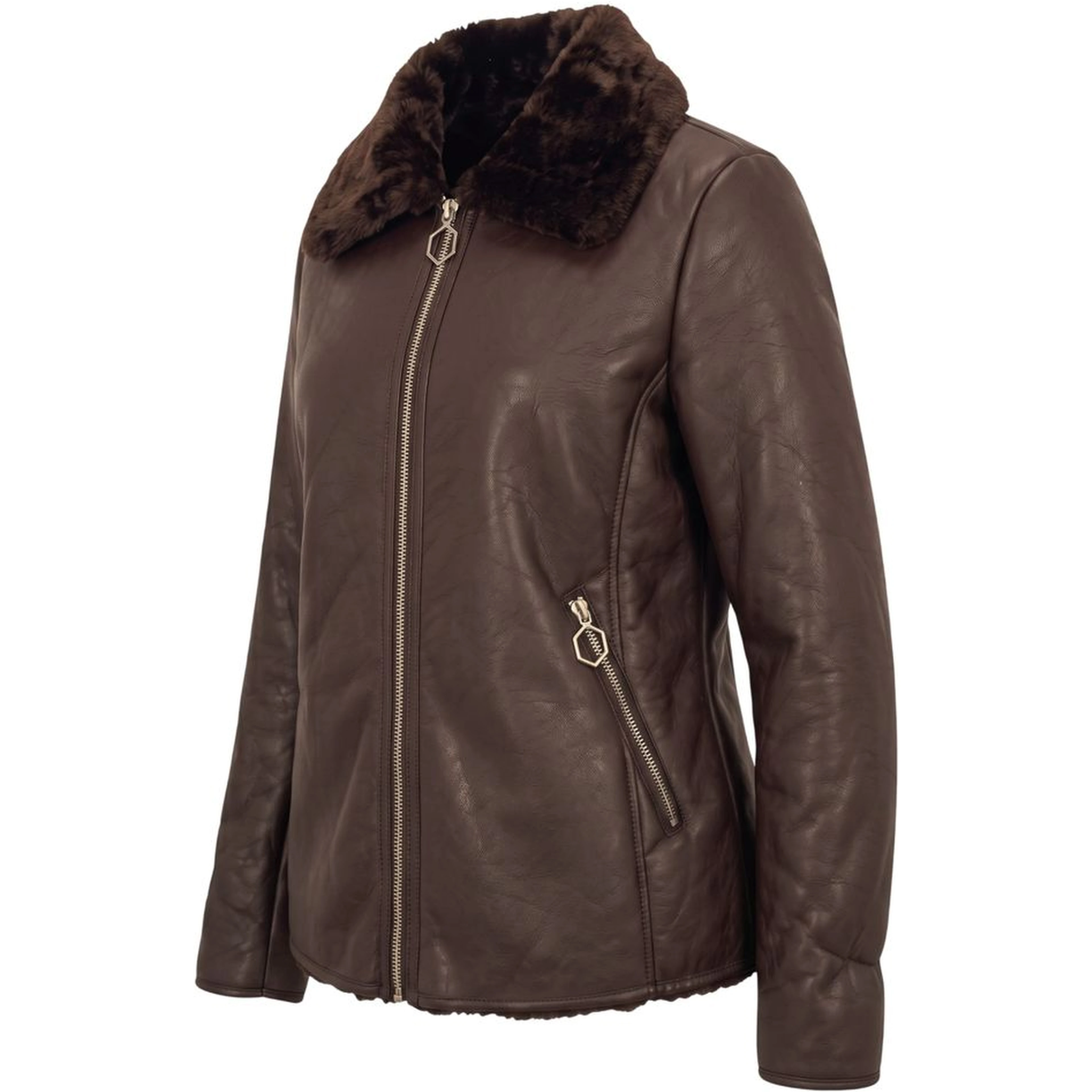 Brown Polyester Women Jacket