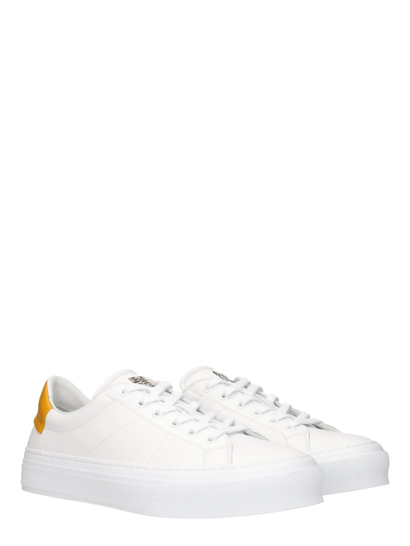 White Leather Low Top Sneakers