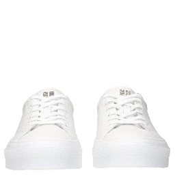 White Leather Low Top Sneakers