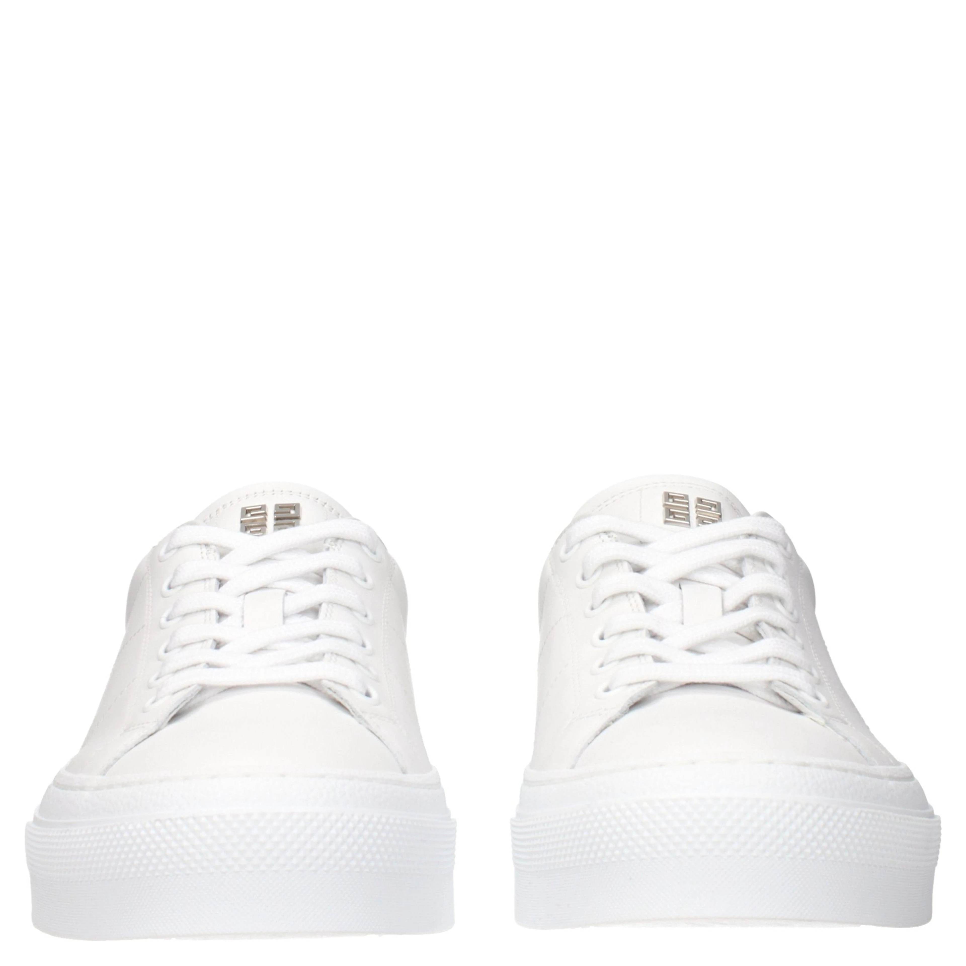 White Leather Low Top Sneakers