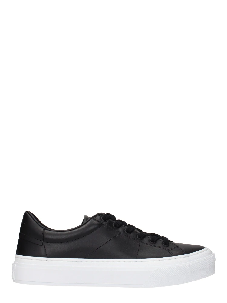 Black Leather Low Top Sneakers