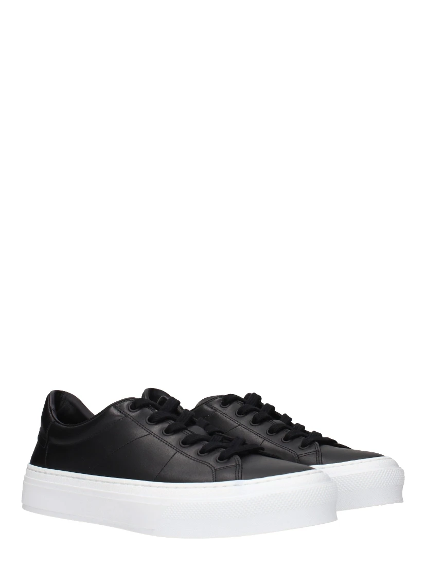 Black Leather Low Top Sneakers