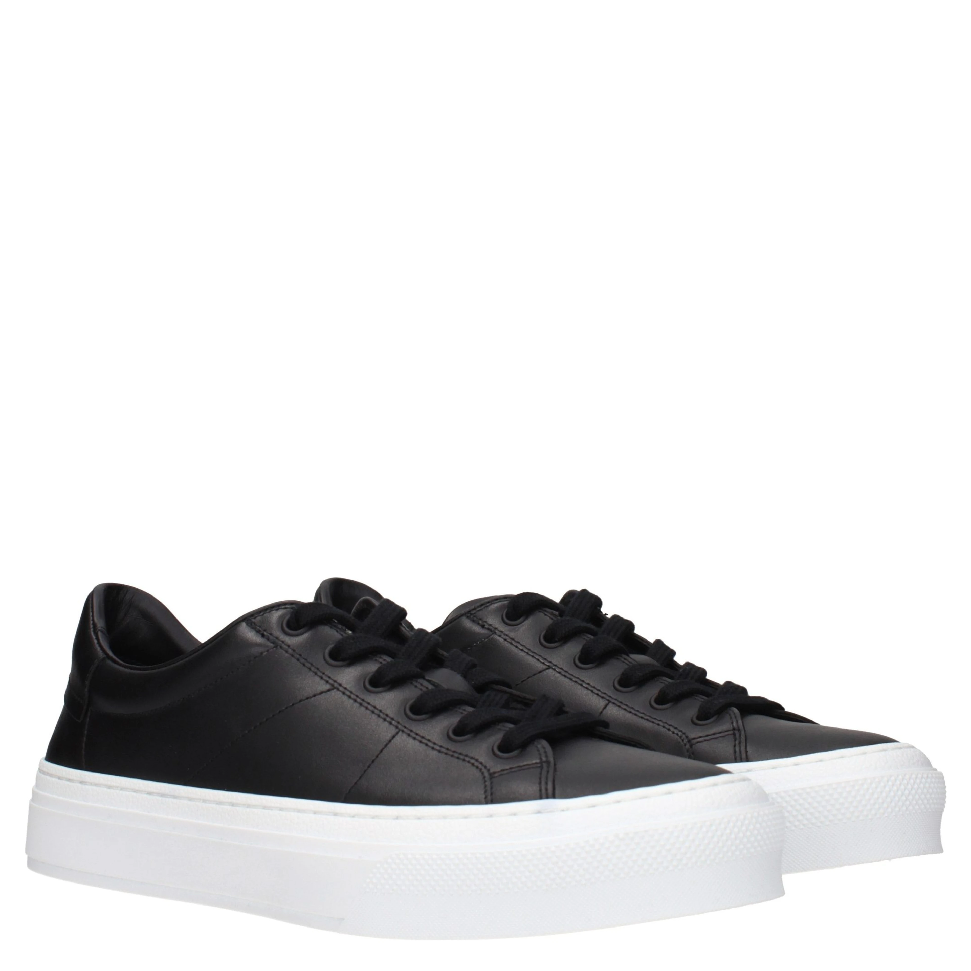 Black Leather Low Top Sneakers