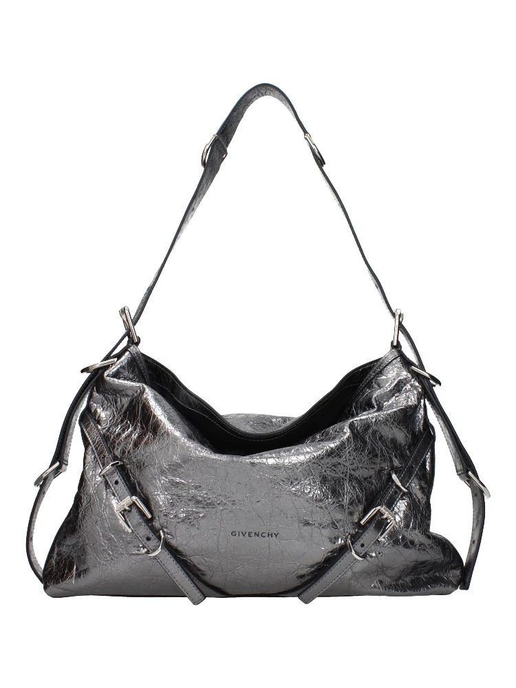 Gray Leather Shoulder Bag