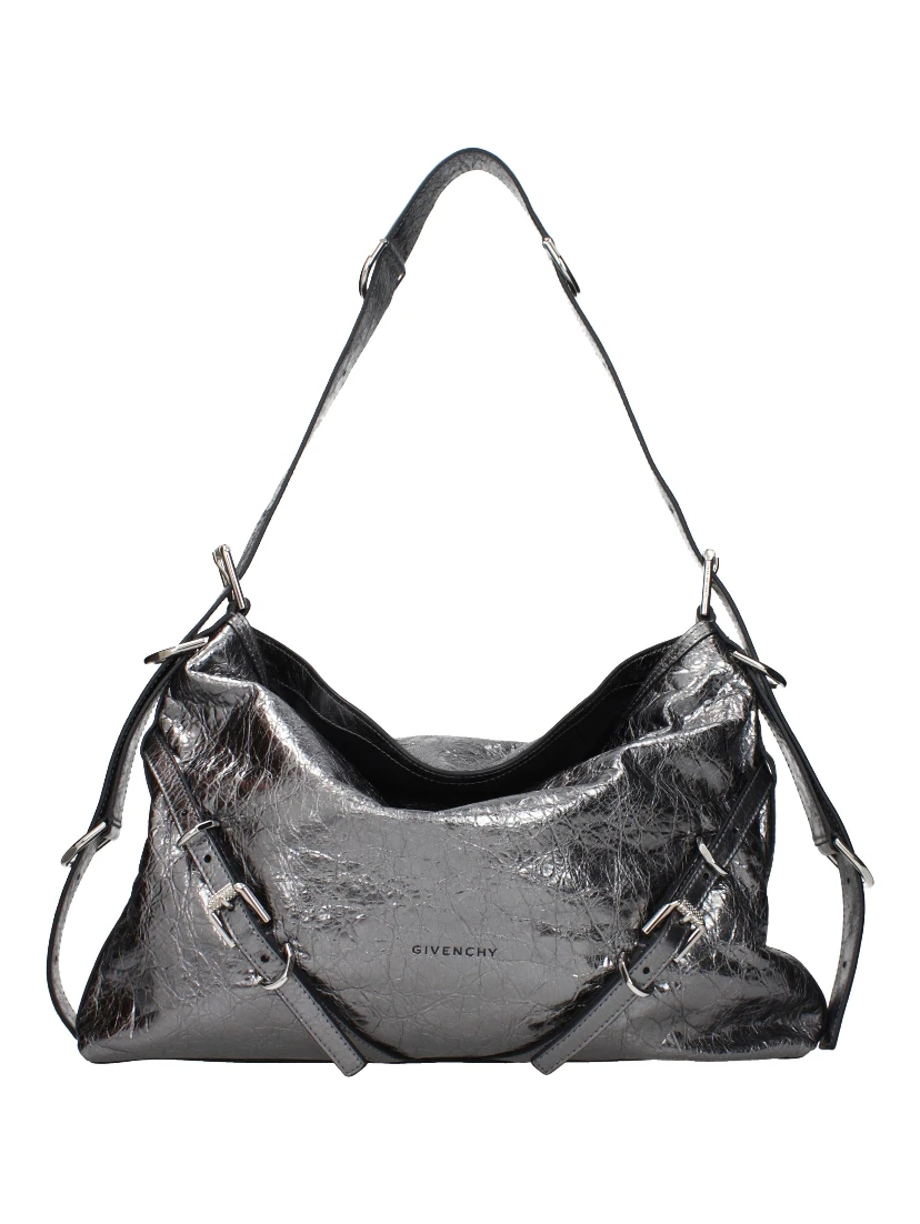 Gray Leather Shoulder Bag