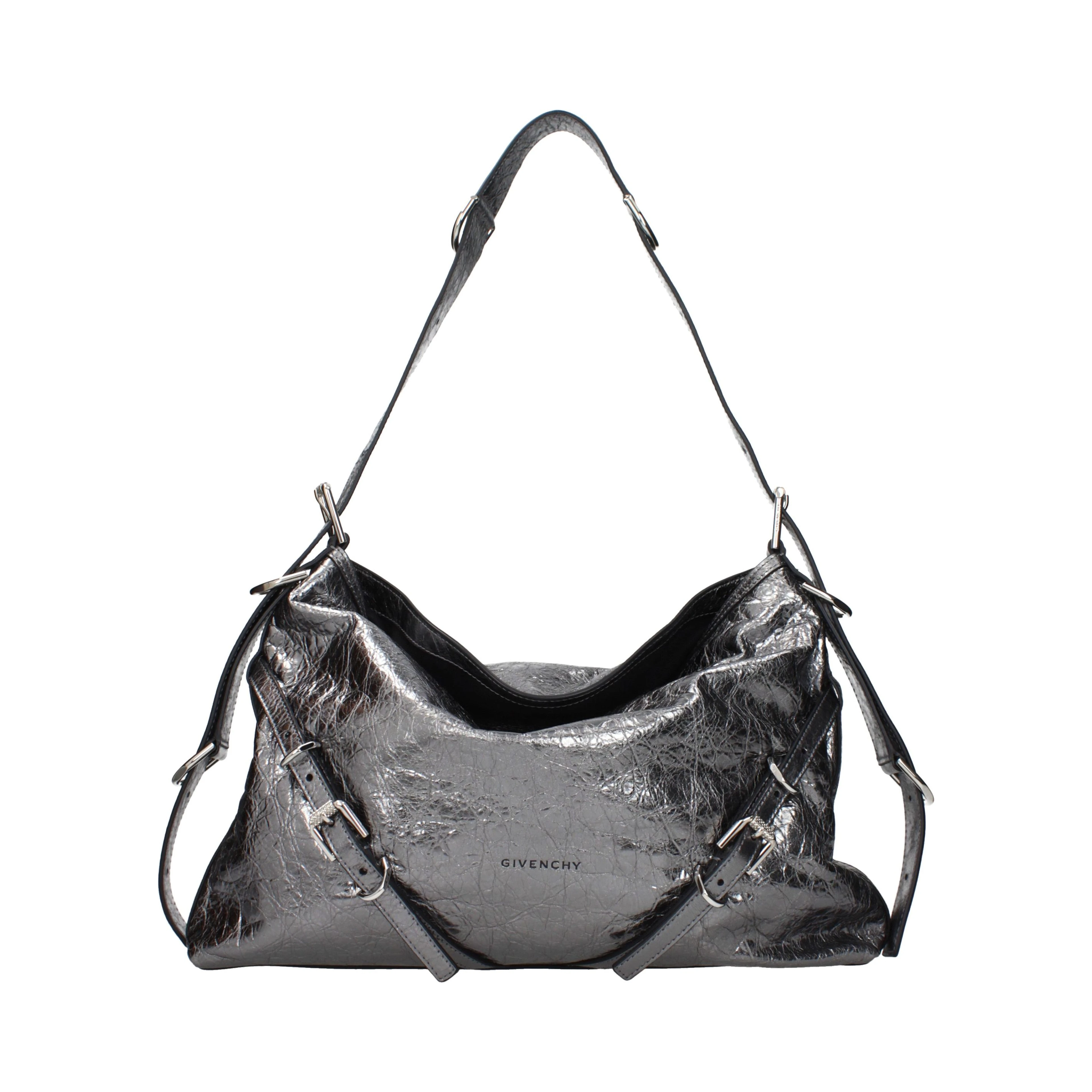 Gray Leather Shoulder Bag