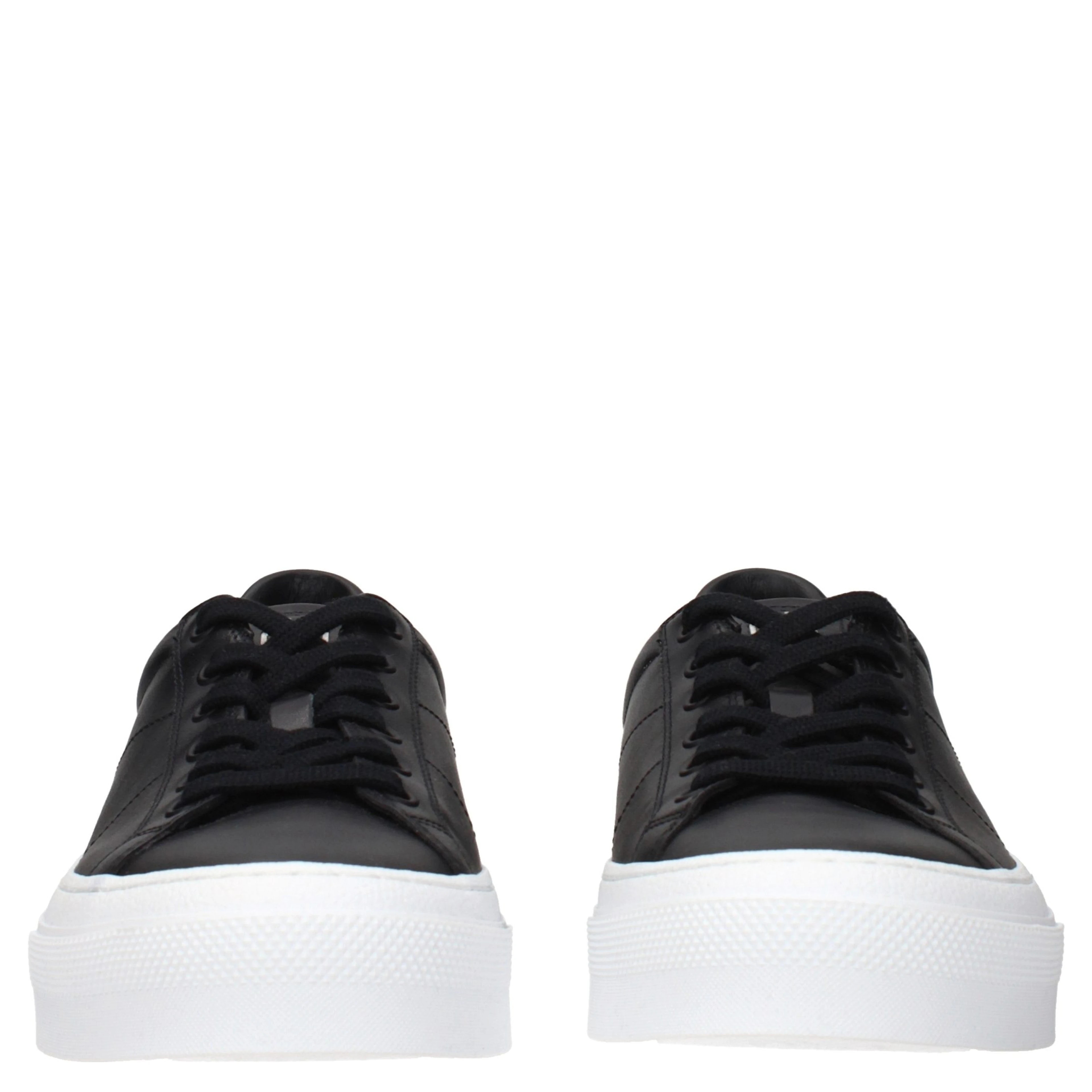 Black Leather Low Top Sneakers