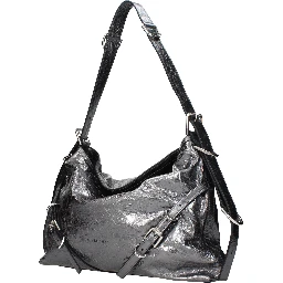 Gray Leather Shoulder Bag