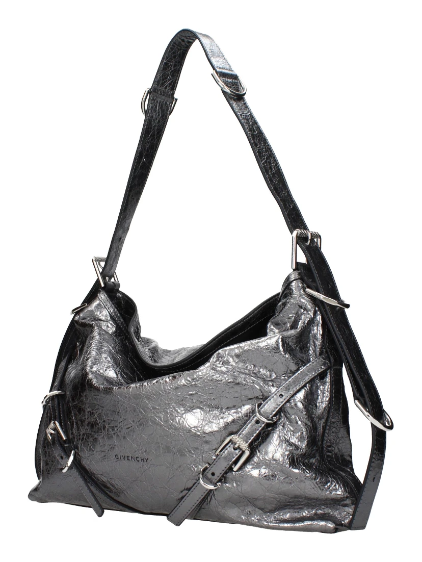 Gray Leather Shoulder Bag