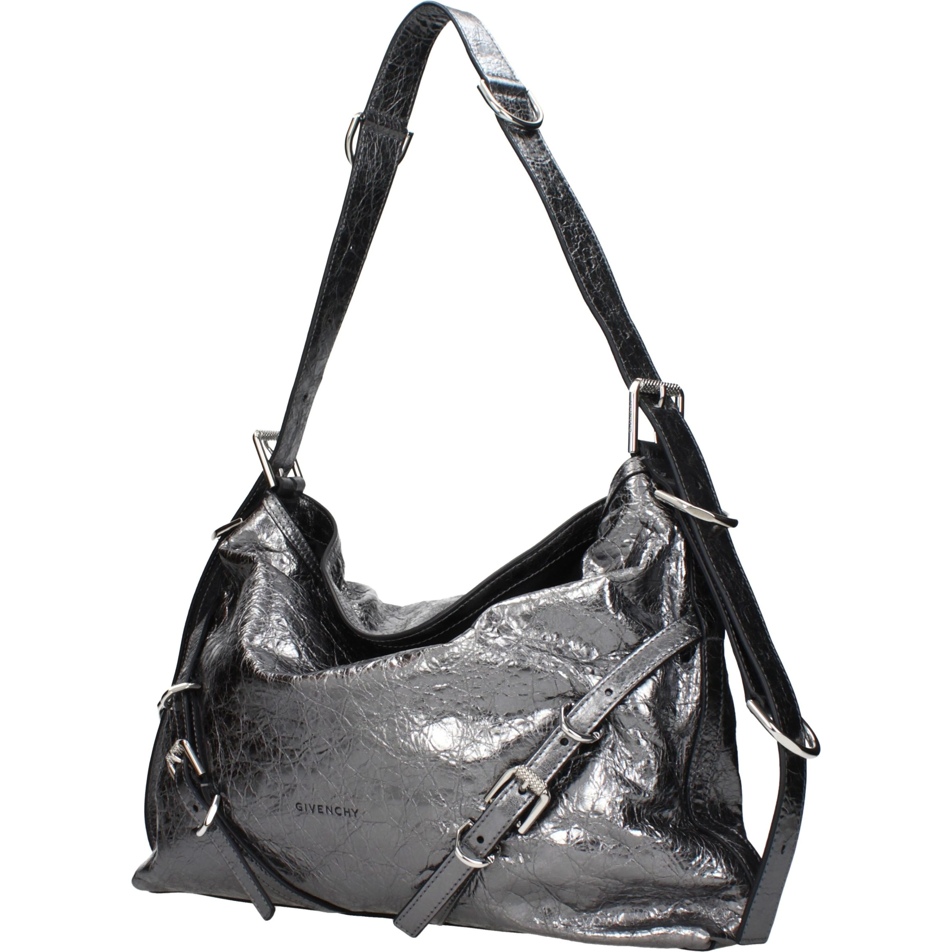 Gray Leather Shoulder Bag