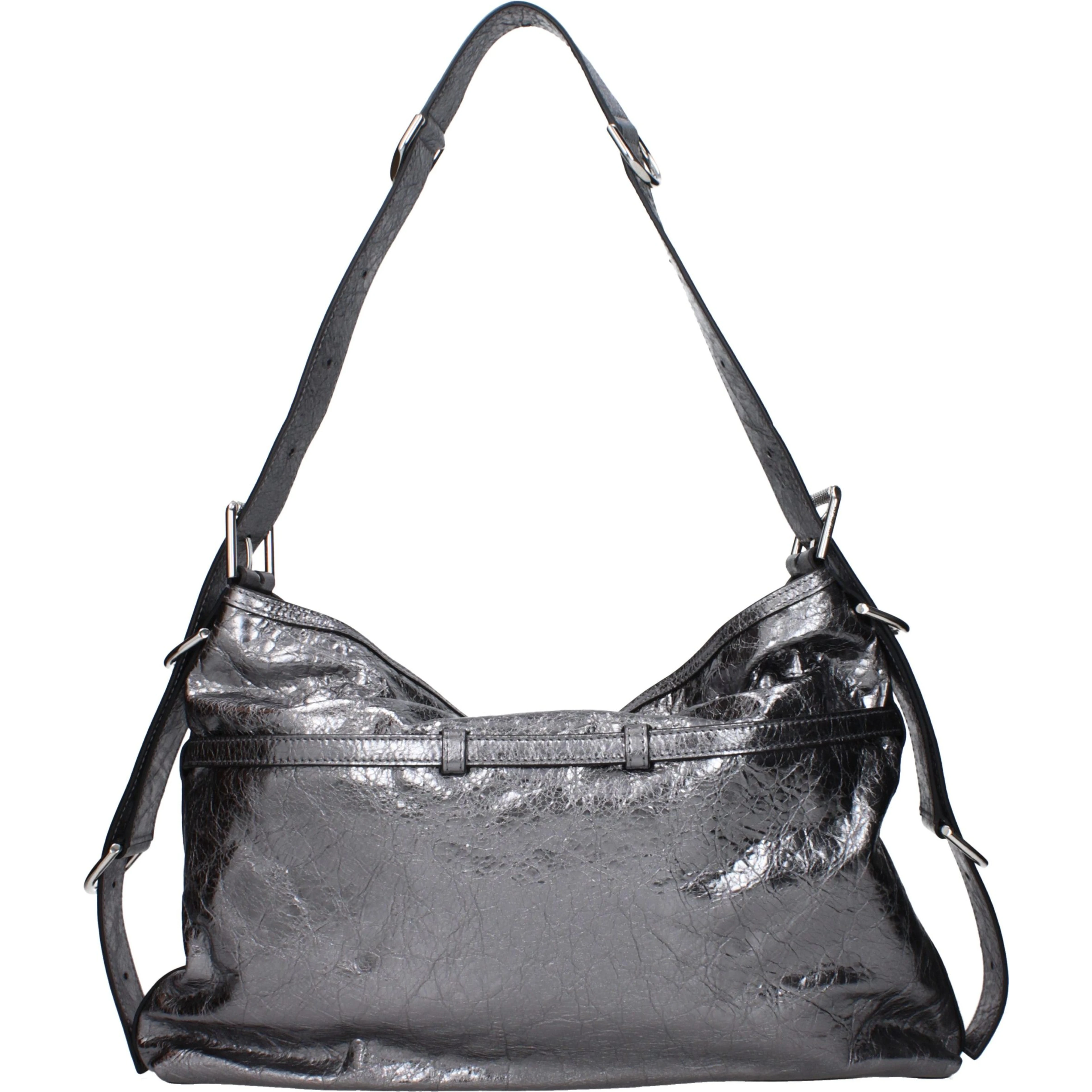 Gray Leather Shoulder Bag