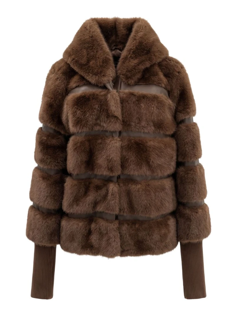 Brown Polyester Women Jacket