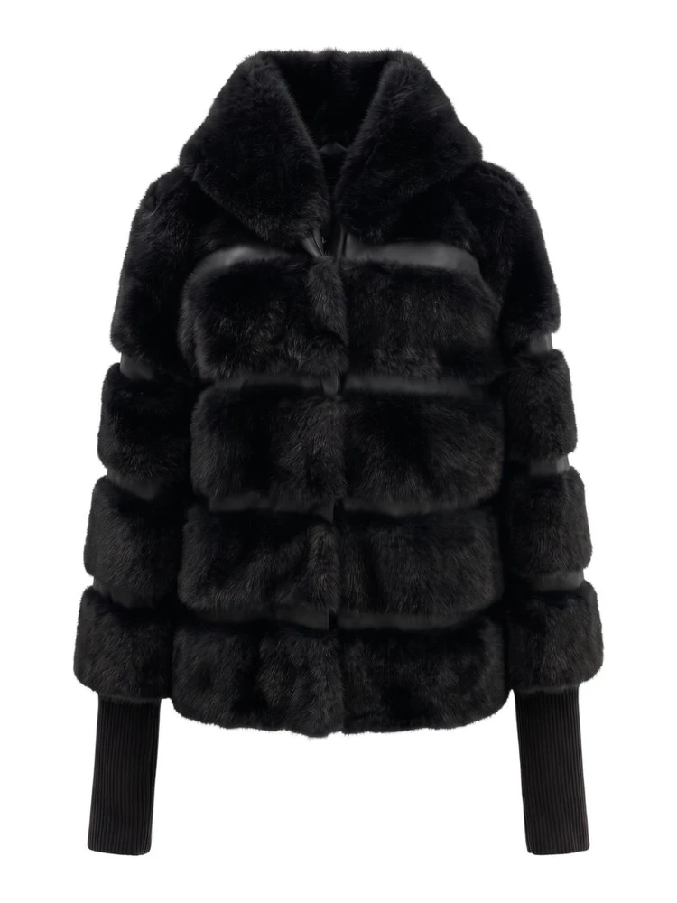 Black Polyester Women Jacket