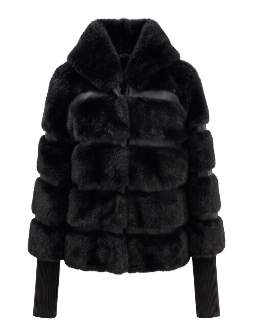 Black Polyester Women Jacket