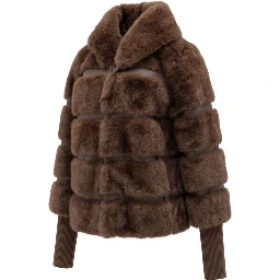 Brown Polyester Women Jacket