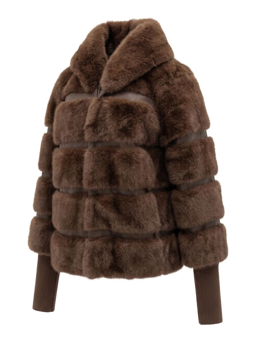 Brown Polyester Women Jacket