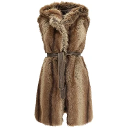 Brown Polyester Sleeveless Jacket