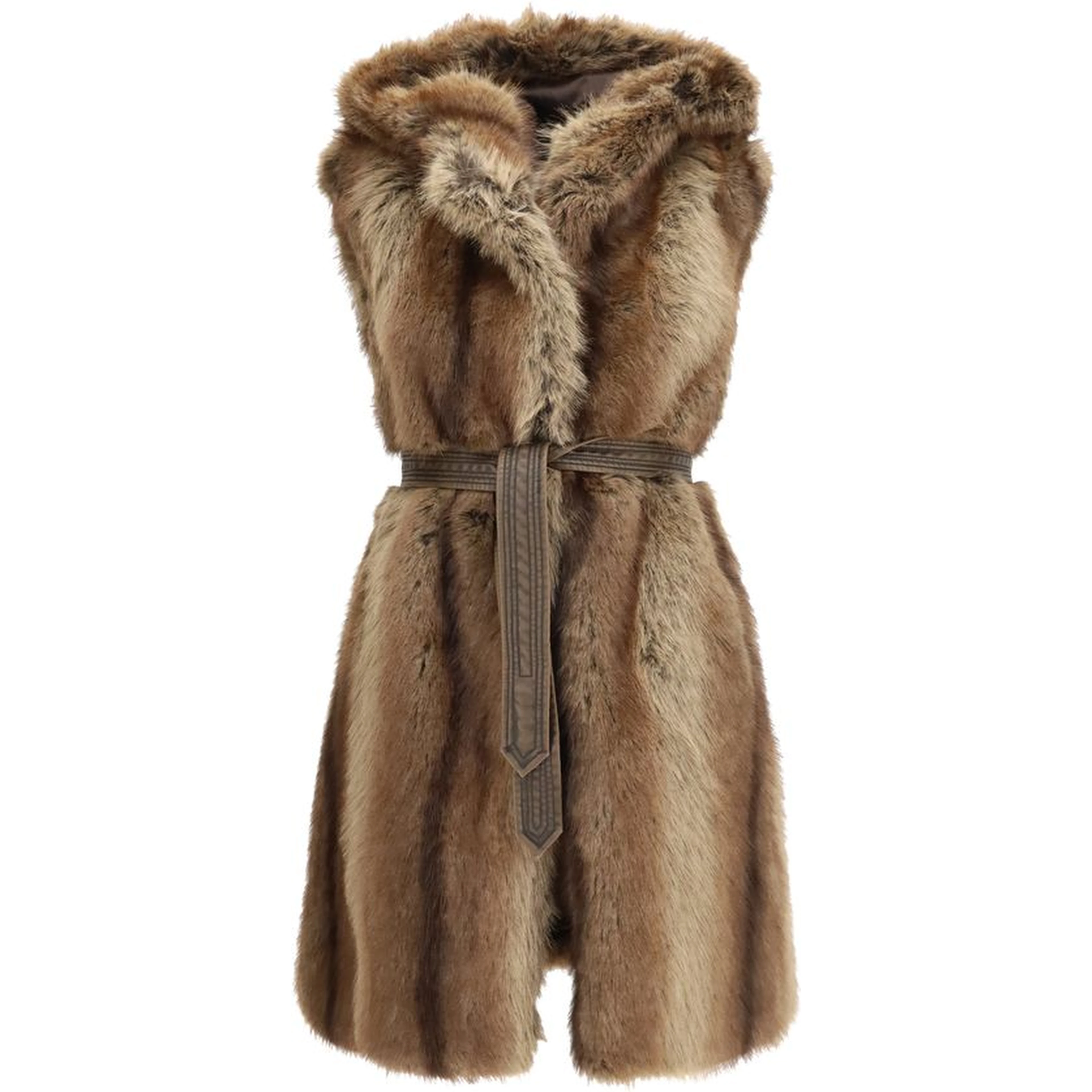 Brown Polyester Sleeveless Jacket