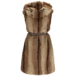 Brown Polyester Sleeveless Jacket