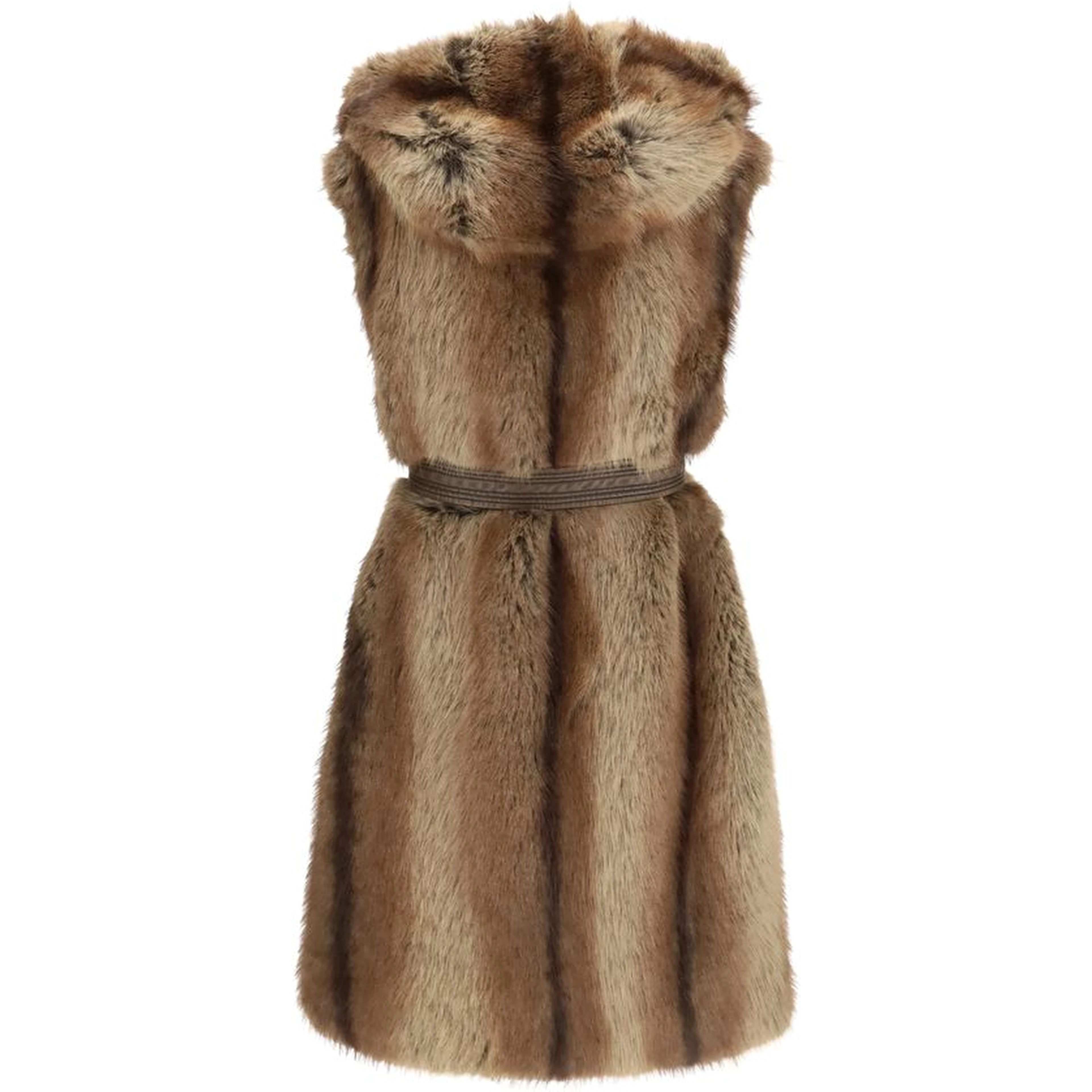 Brown Polyester Sleeveless Jacket