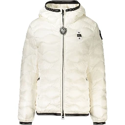 White Polyamide Women's Jacket with Hood