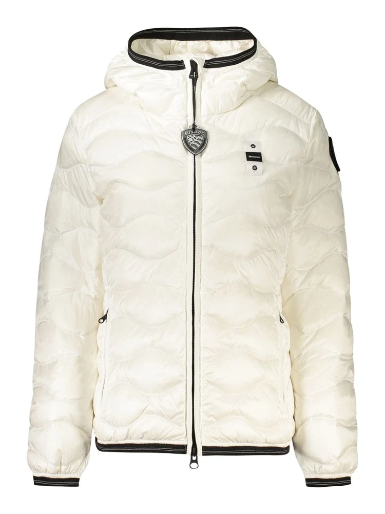 White Polyamide Women's Jacket with Hood