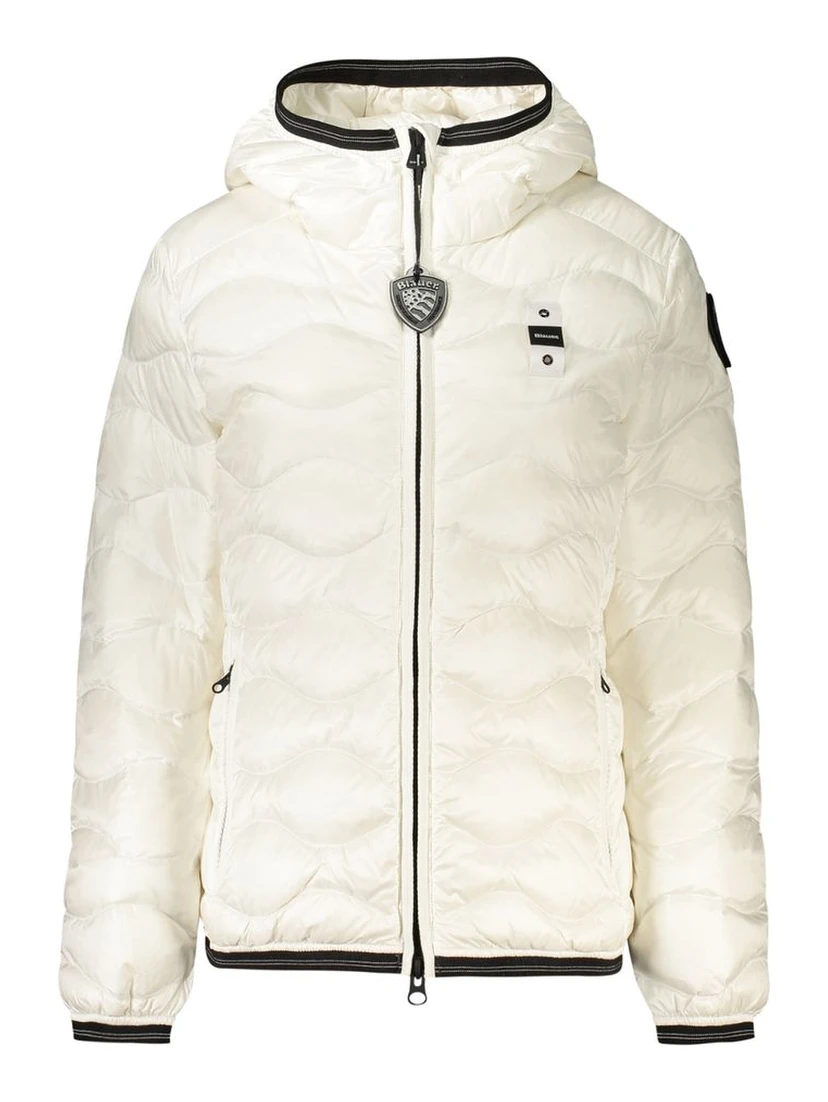 White Polyamide Women's Jacket with Hood