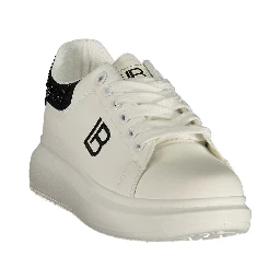 White Polyurethane Women Sneaker