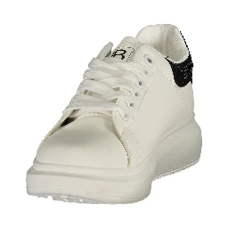White Polyurethane Women Sneaker