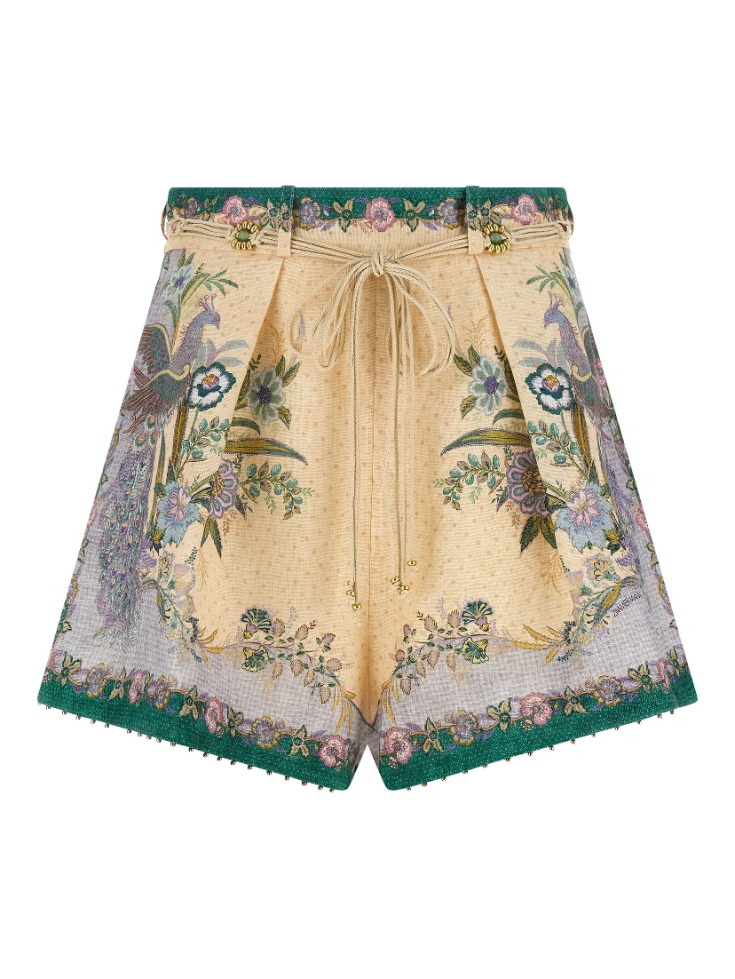 Multicolor Linen Bermuda Shorts
