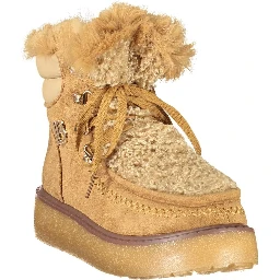 Brown Polyurethane Women Boot