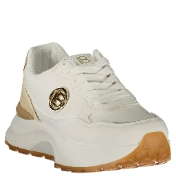 White Polyurethane Women Sneaker
