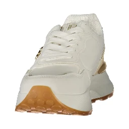 White Polyurethane Women Sneaker