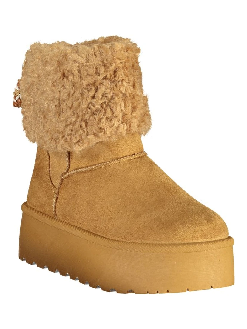 Brown Polyurethane Women's Ankle Boot