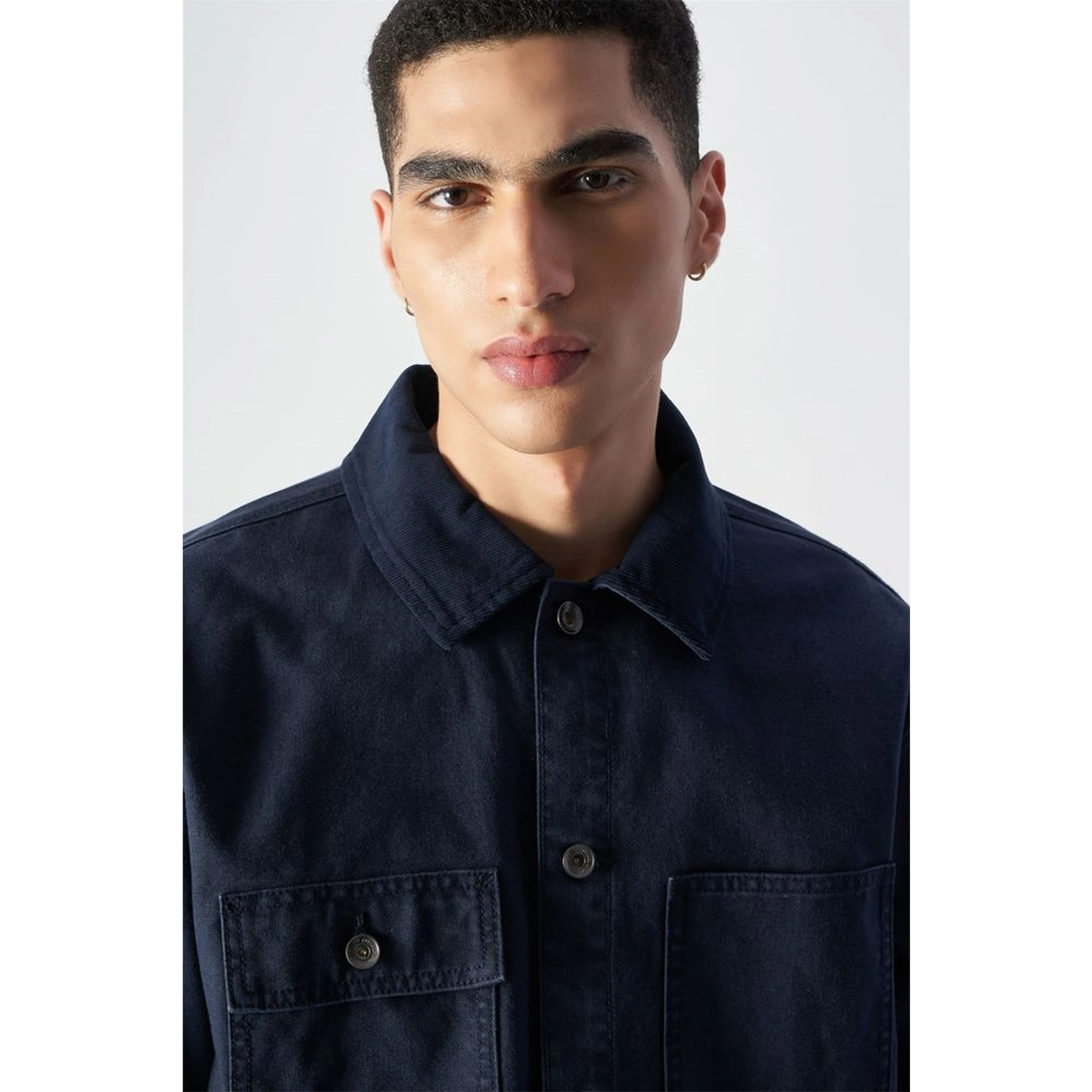 Navy Blue Cotton Bomber