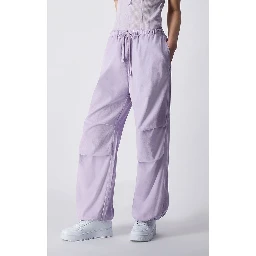 Purple Cotton Casual Pants