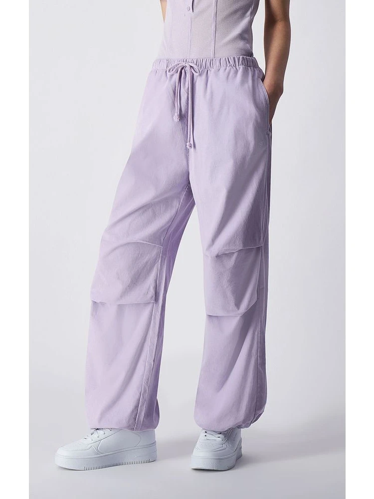Purple Cotton Casual Pants