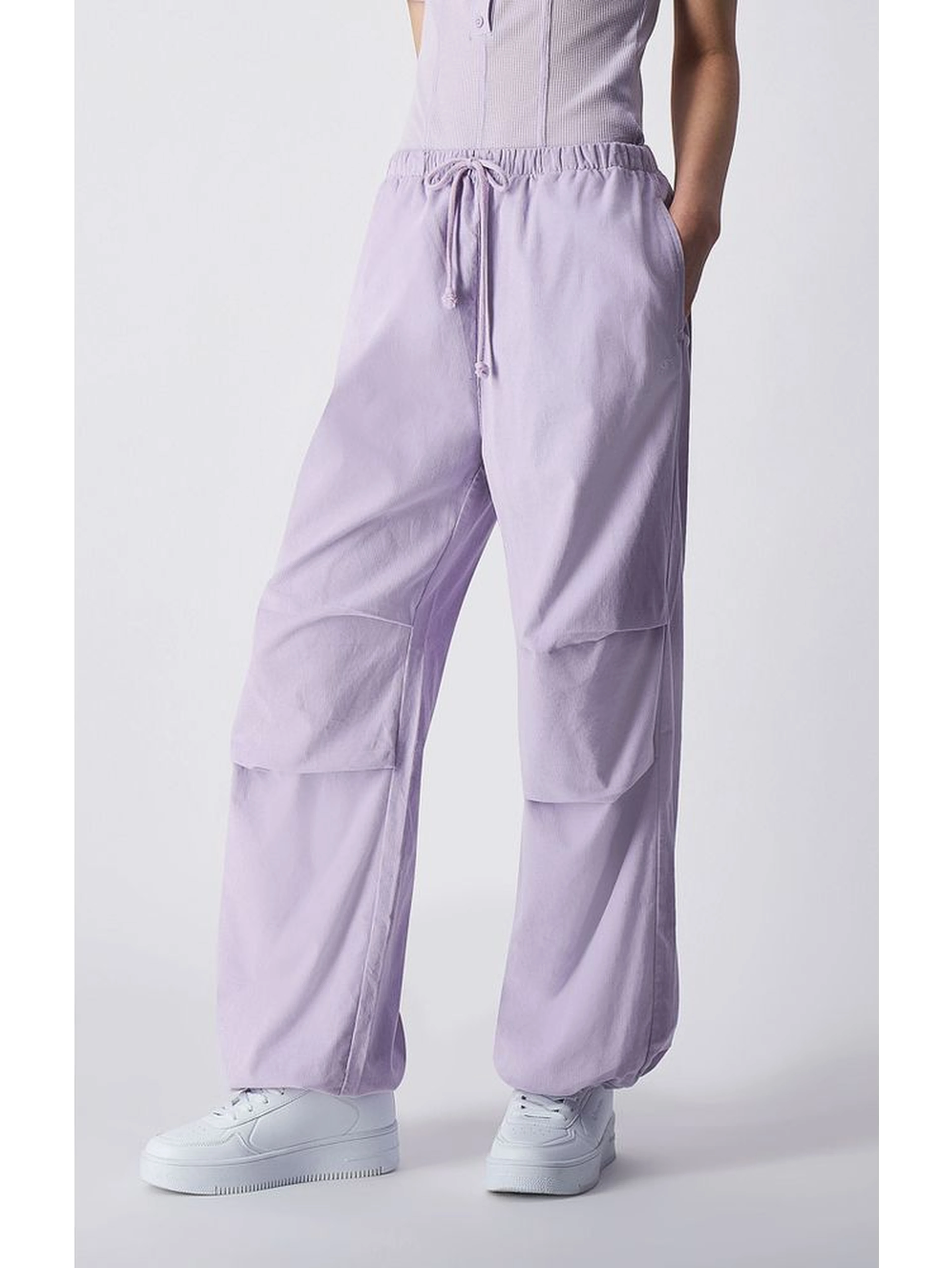Purple Cotton Casual Pants