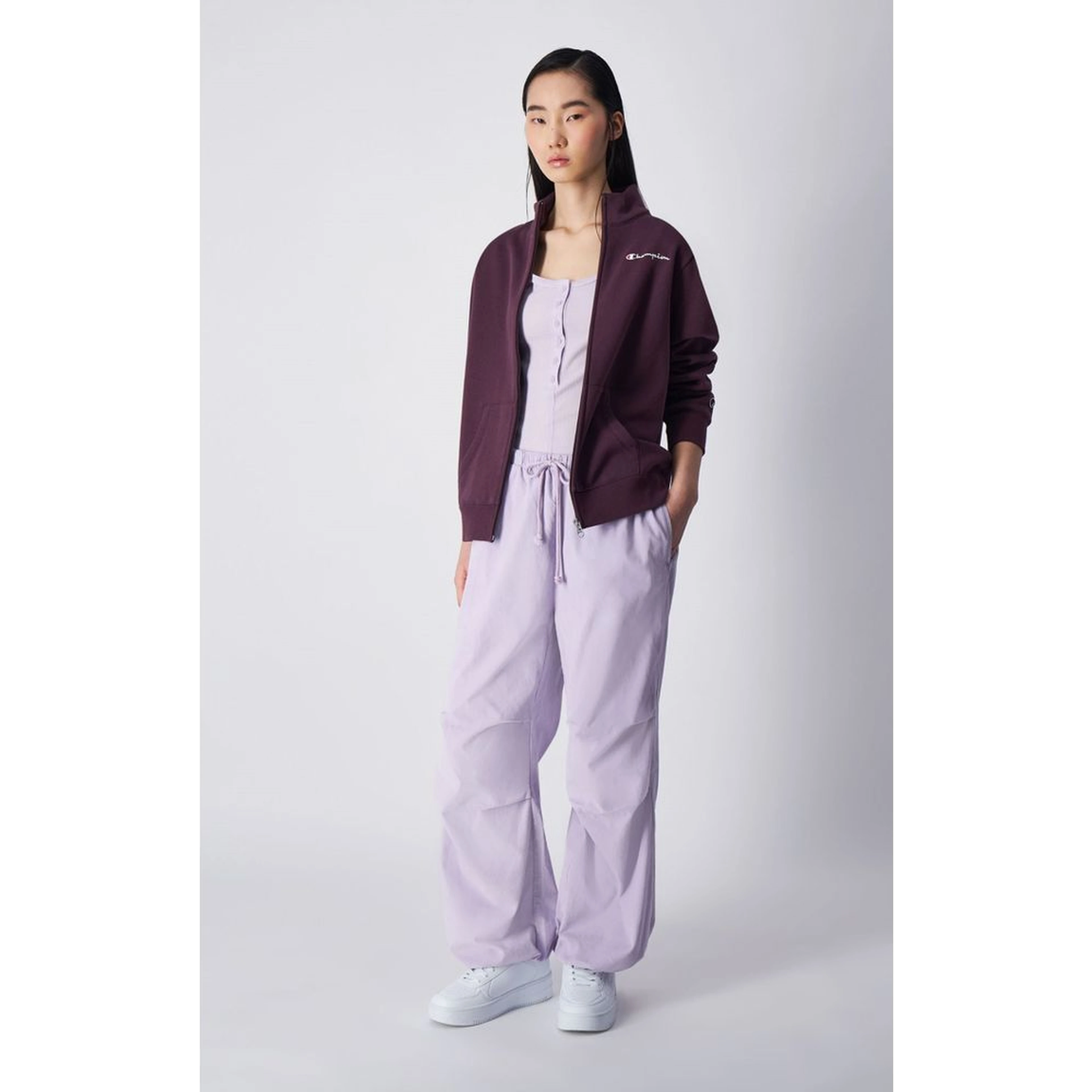 Purple Cotton Casual Pants