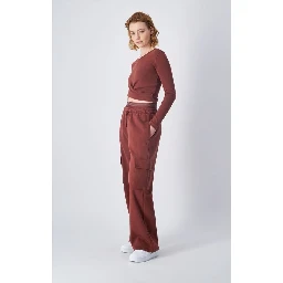 Burgundy Cotton Cargo Pants