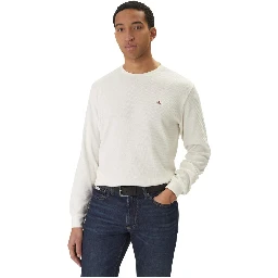 Beige Cotton Long Sleeve T-Shirt