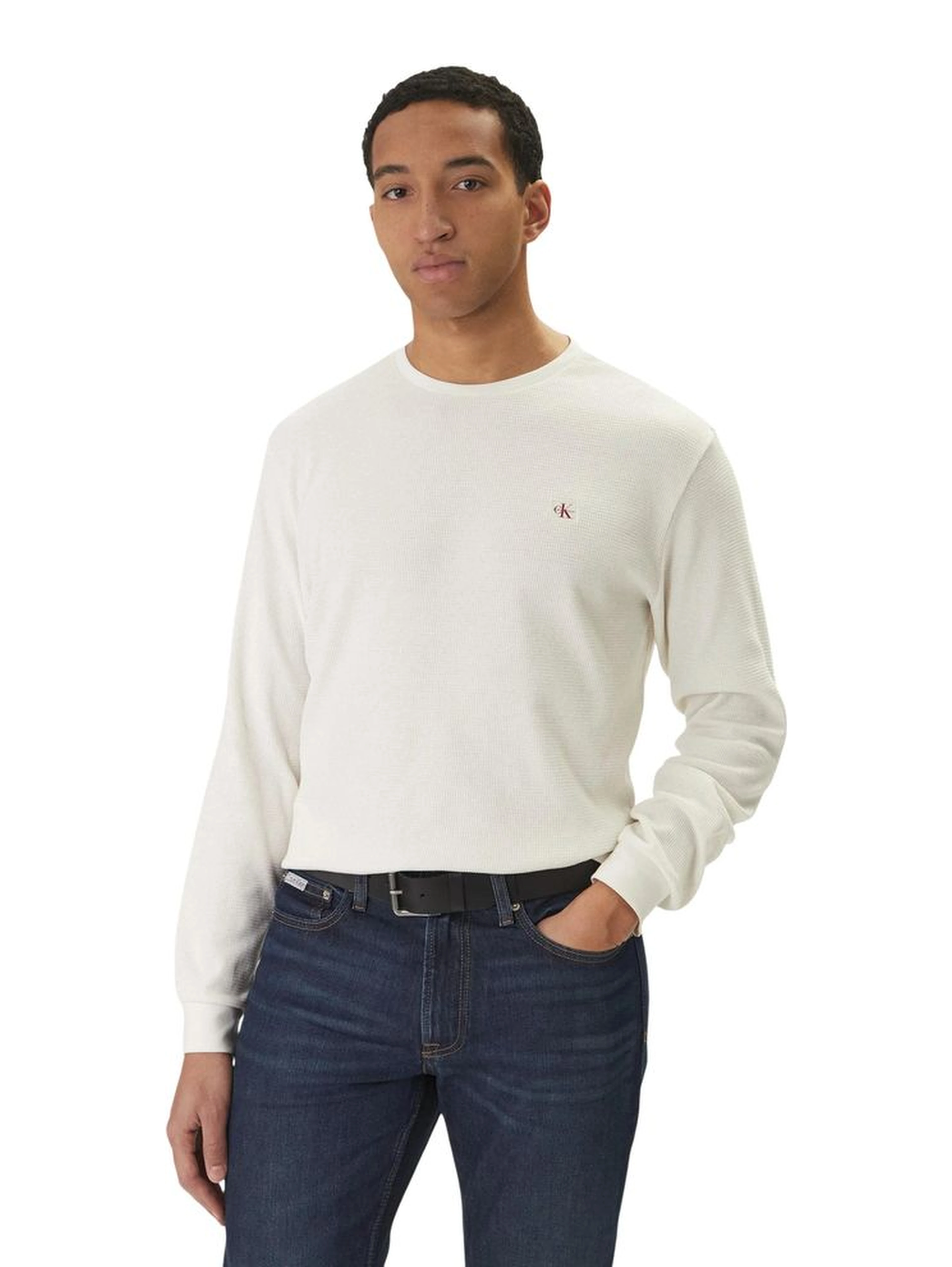 Beige Cotton Long Sleeve T-Shirt