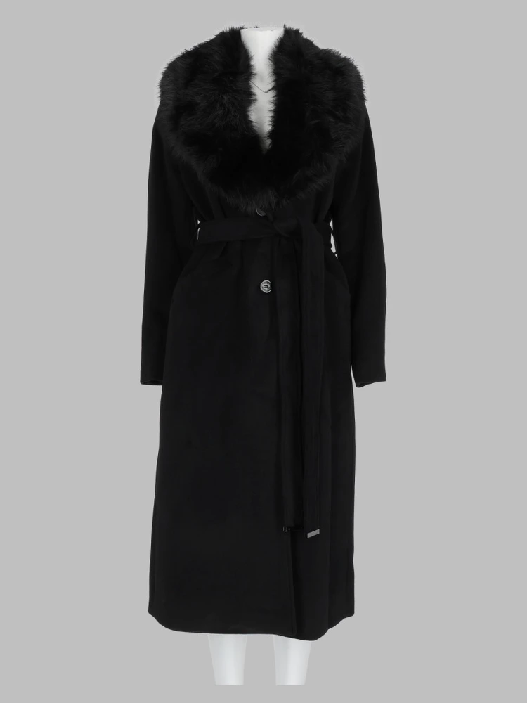 Cappotto con Finiture in Pelliccia Sintetica