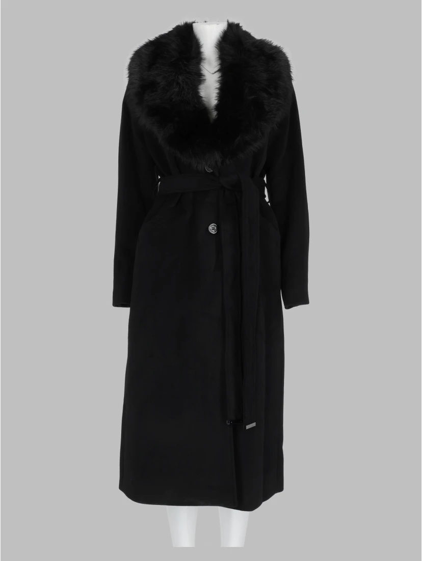 Cappotto con Finiture in Pelliccia Sintetica