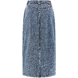 Blue Cotton Midi Skirt