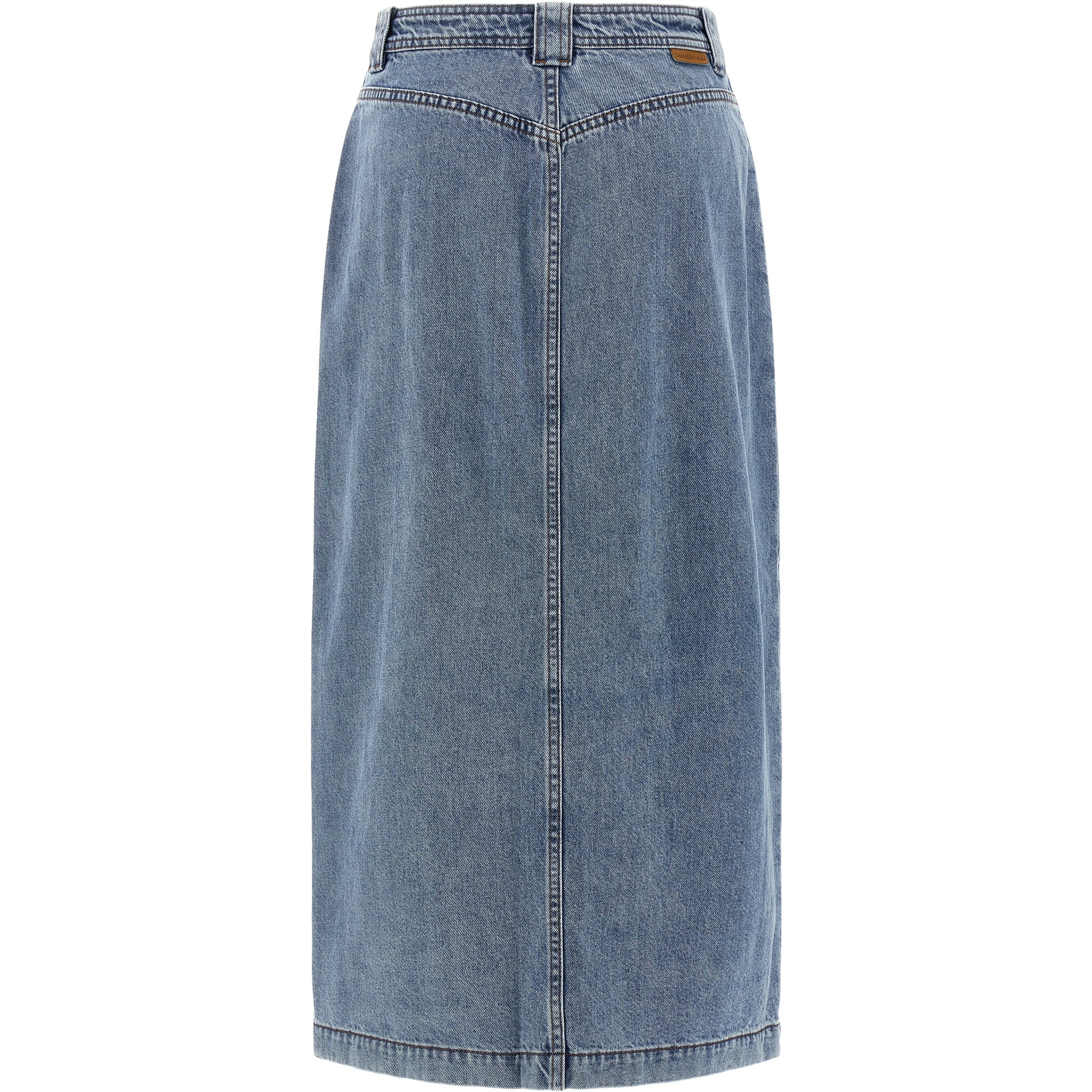 Blue Cotton Midi Skirt