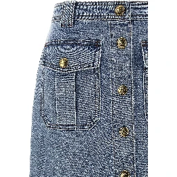 Blue Cotton Midi Skirt
