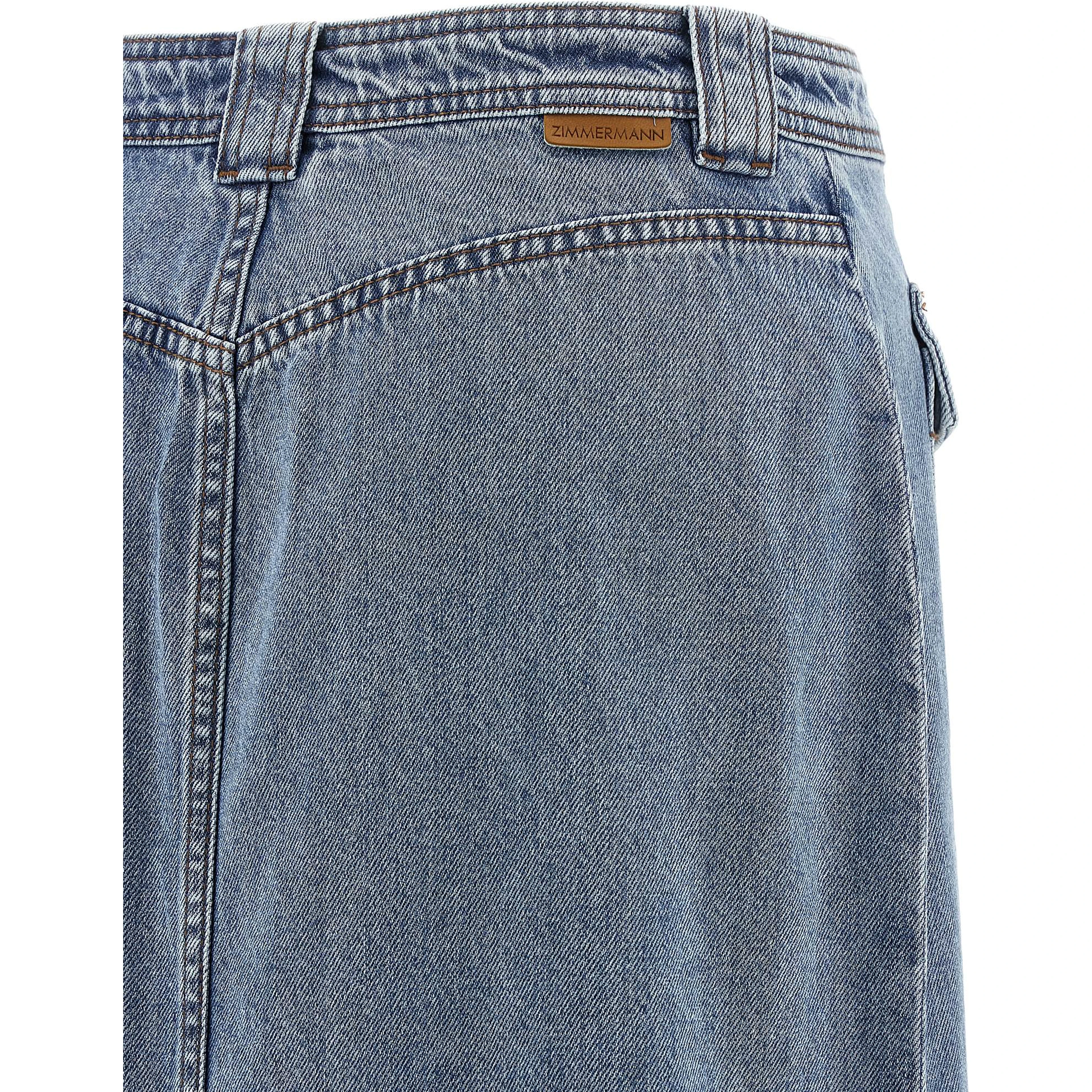 Blue Cotton Midi Skirt
